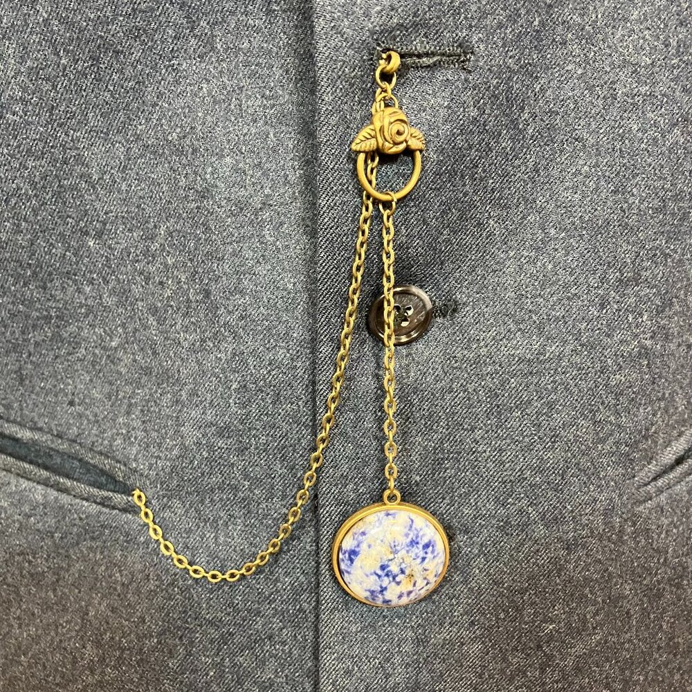Handcrafted Blue Sodalite Watch Fob / Hip Chain - 18" Long.